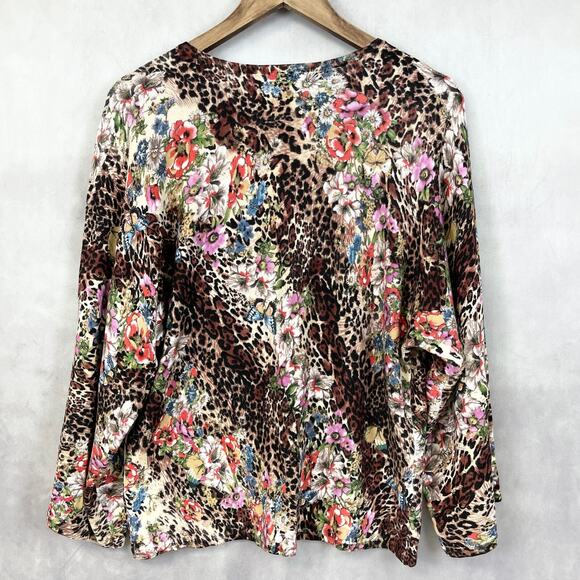 Alberto Makali Womens Cardigan M Leopard Floral Boho Viscose Stretch Mobwife - Picture 3 of 6